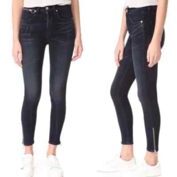 Rag & Bone O Ring Dive Capri High Rise Skinny Crop in Black Brook - Size 30 MINT - Picture 3 of 13